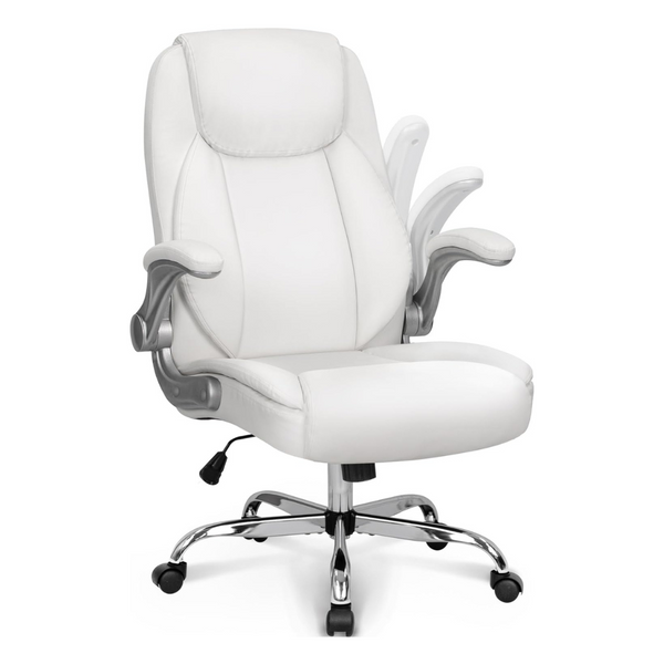 Ergonomic PU Leather Executive Office Chair With Flip Up Armrest