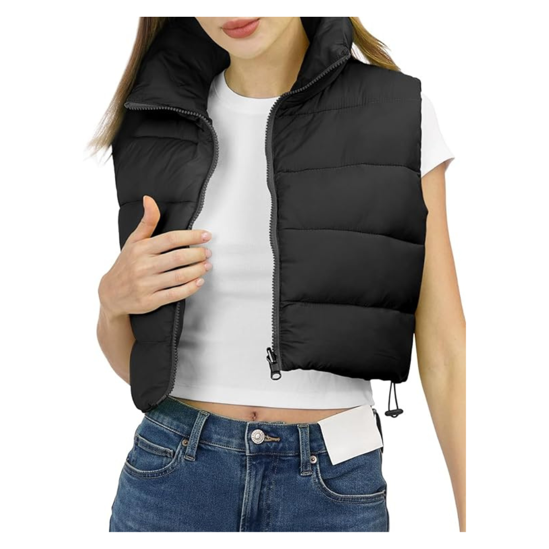 WUEAOA Women's Winter Cropped Puffer Vest