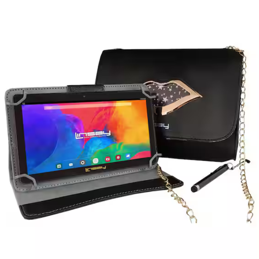 Linsay 7" 64GB Android Tablet with Leather Case, Handbag & stylus