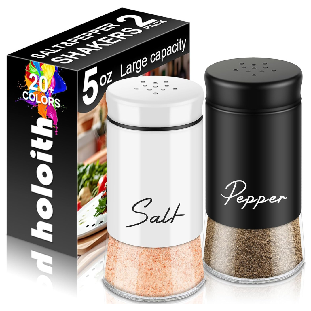 Stainless Steel Glass Base Salt And Pepper Shakers Set