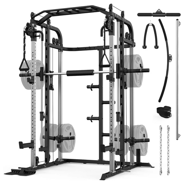 Multifunctional Power Cage Rack With Smith Bar And Cable Pulley