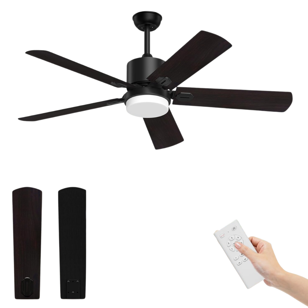 Jayjuly 6 Speed Reversible 5 Blades 52" Ceiling Fans With Lights & Remote