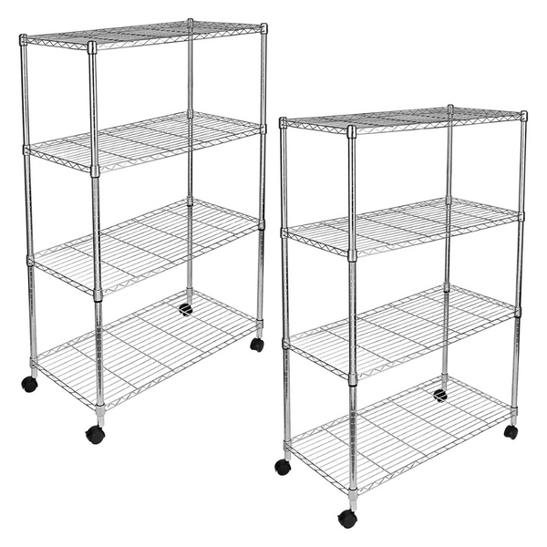 2-Pack YSSOA Heavy Duty 4-Shelf Shelving With Wheels