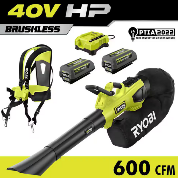 RYOBI 40V HP Brushless 100 MPH 600 CFM Cordless Leaf Blower