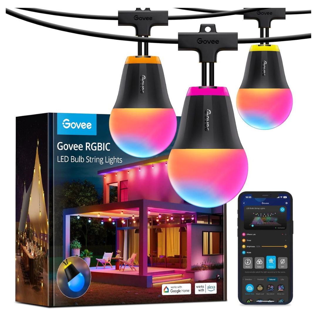 50-Ft Govee Outdoor RGBIC Smart Dimmable LED String Lights