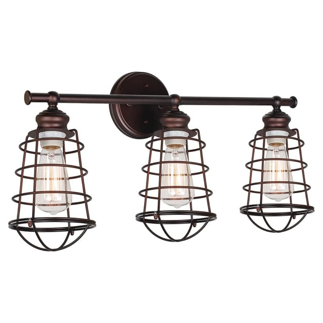 Design House 519736 Ajax Industrial Modern Light With Metal Wire Cage