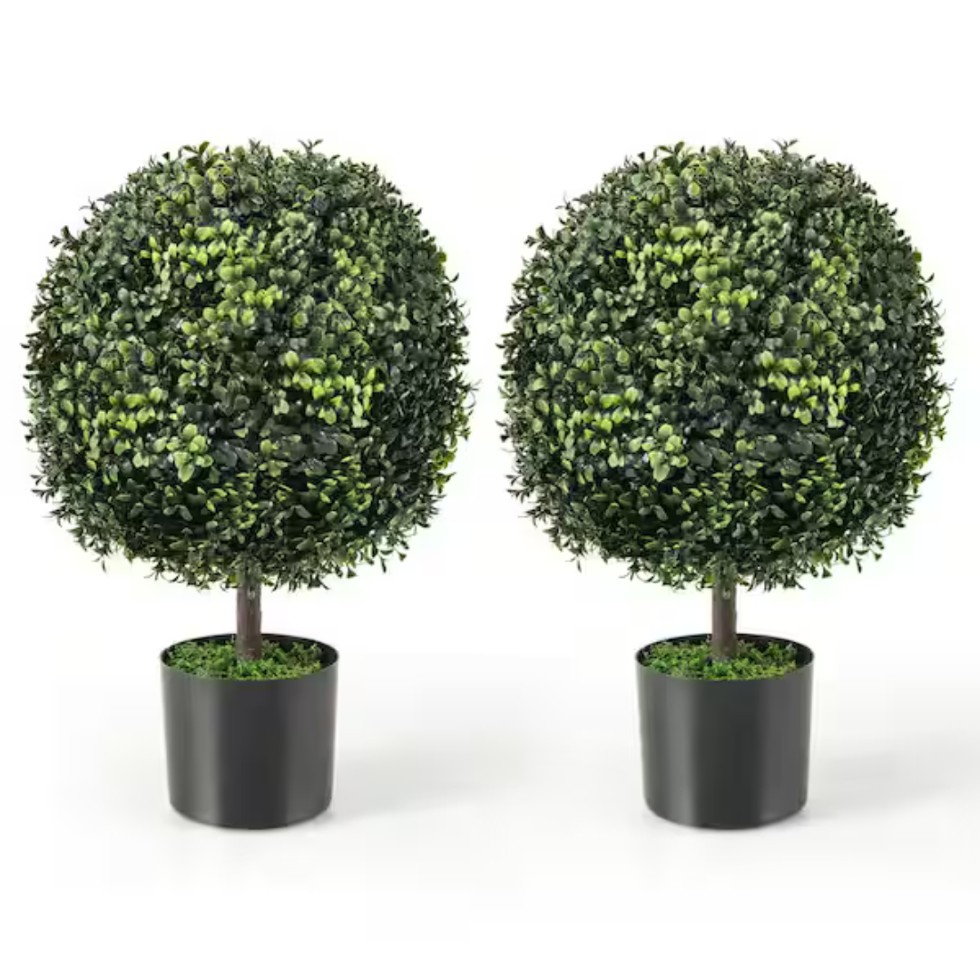 2-Pieces 22" Green Artificial Ball Tree