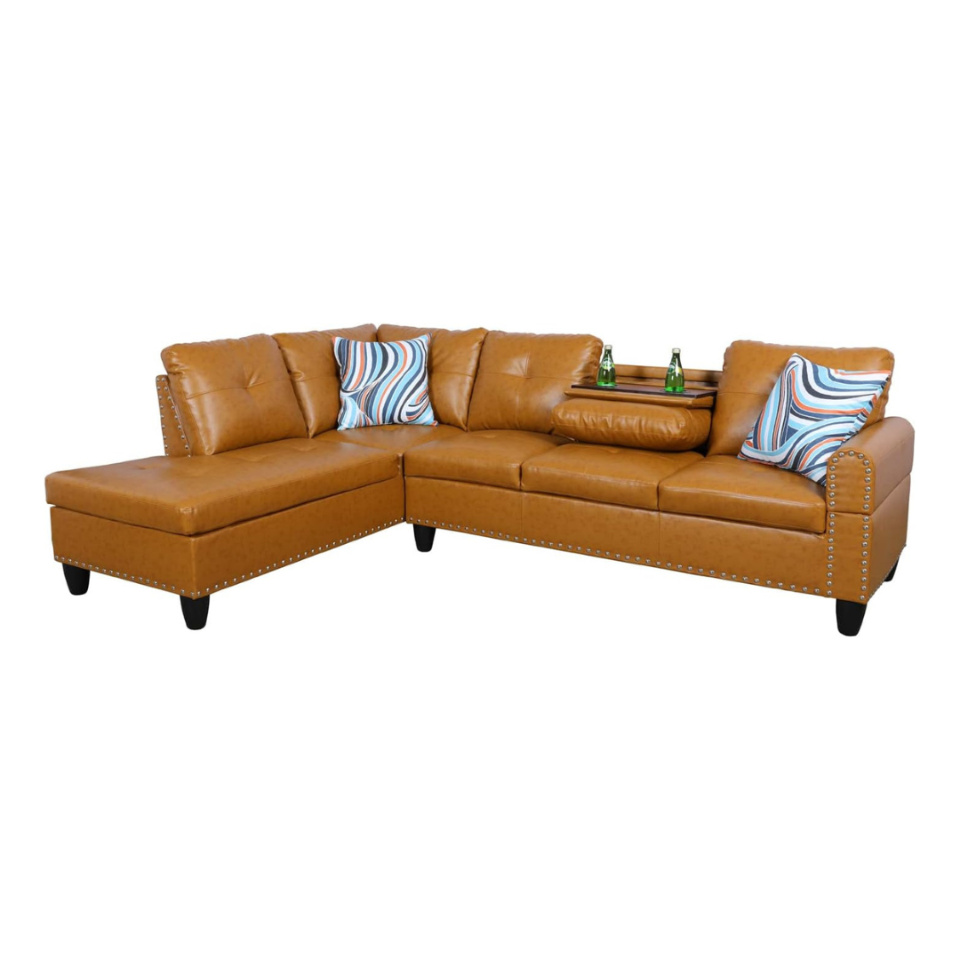 GlasFlength L Shaped Sectional Sofa With Ottoman