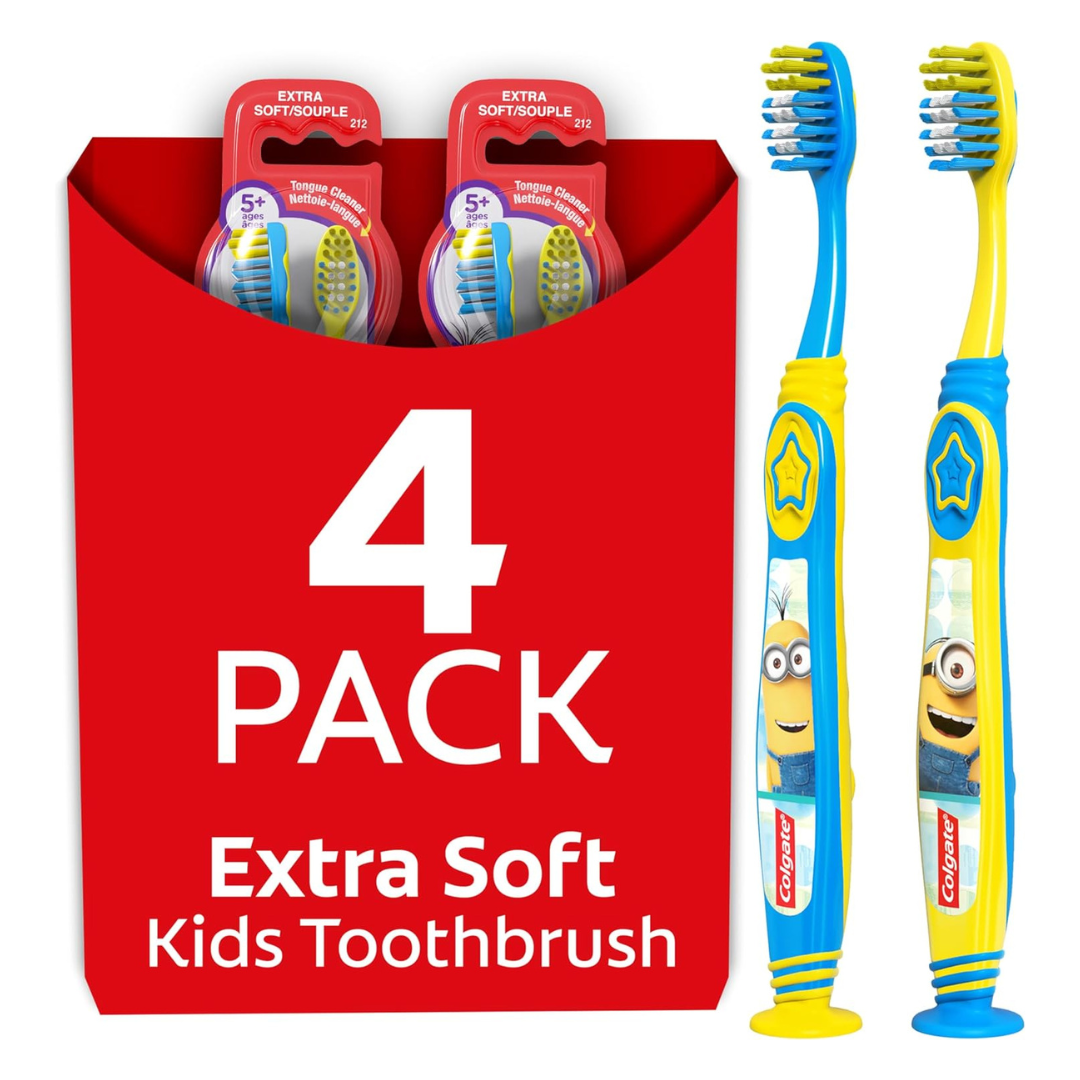 4-Count Colgate Minions Kids Toothbrush With Extra Soft Bristles