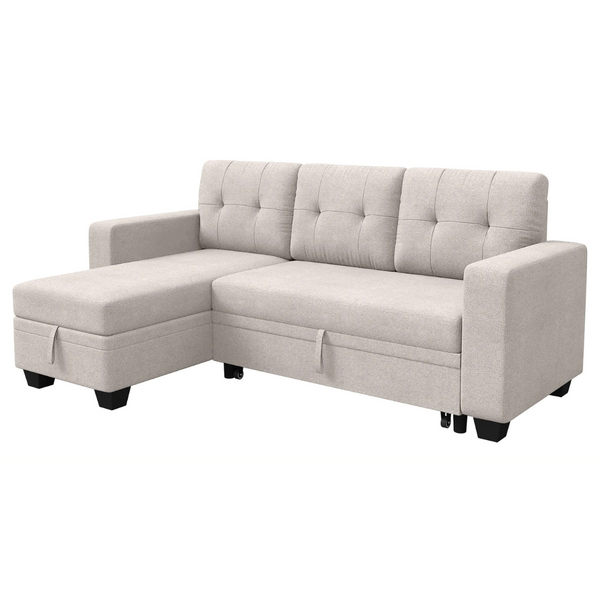 Linen Reversible Sleeper Sectional Sofa Bed With Storage Chaise (Various