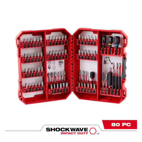 80-Piece Milwaukee SHOCKWAVE Impact-Duty Alloy Steel Screw Driver Bit Set