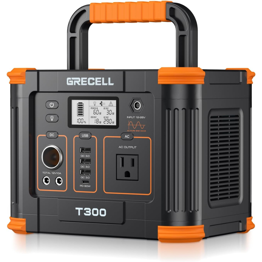 Grecell 300W Solar Generator with 60W USB-C PD Output