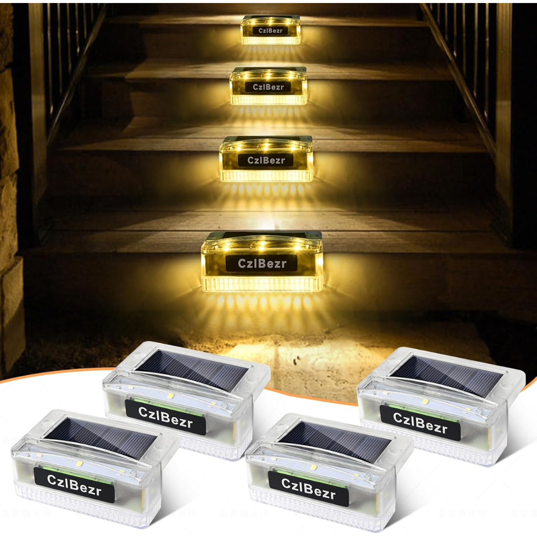 4-Pack CzlBezr 8 LEDs Outdoor Waterproof Solar Stair Lights