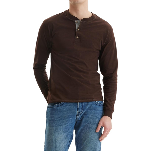 Hanes Men's Beefy Long Sleeve Three-Button Henley (3 Colors)