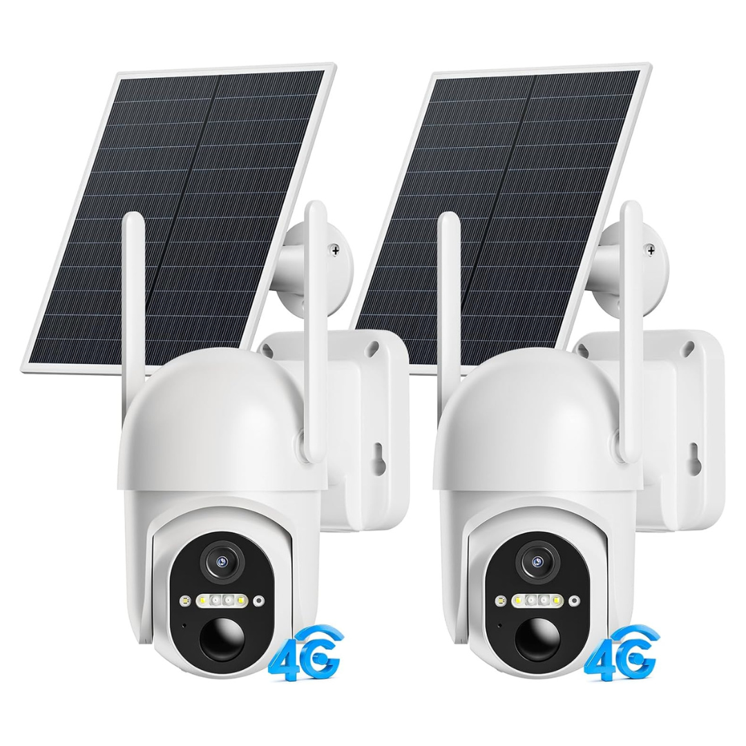 2-Pack Elysoo Solar Powered 4G LTE Cellular Security Cameras