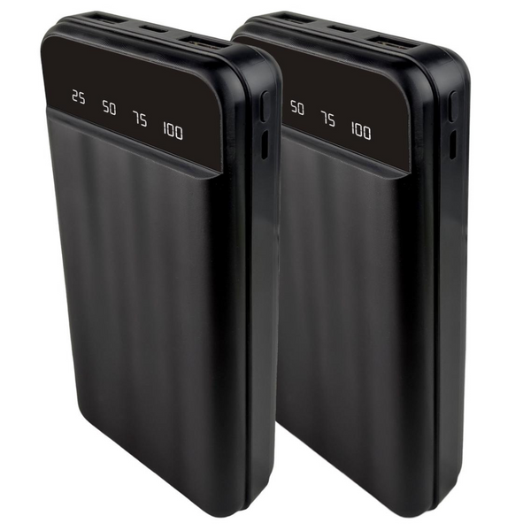 2-Pack 10000mAh Power Bank With (2) USB-C to A Cables & (2) 3-In-1 Cables