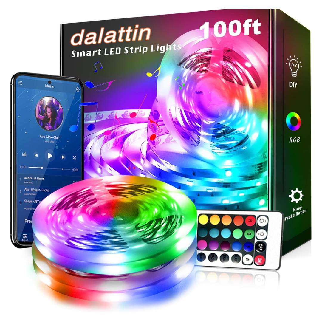 Dalattin 100ft Smart RGB LED Lights With App Control