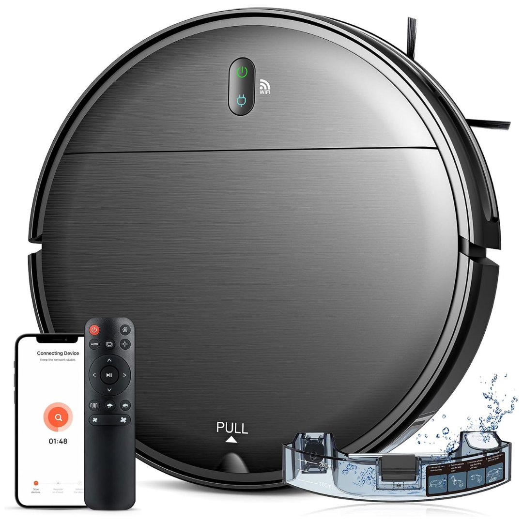 2-In-1 WiFi/App Robot Vacuum And Mop Combo With Watertank & Dustbin