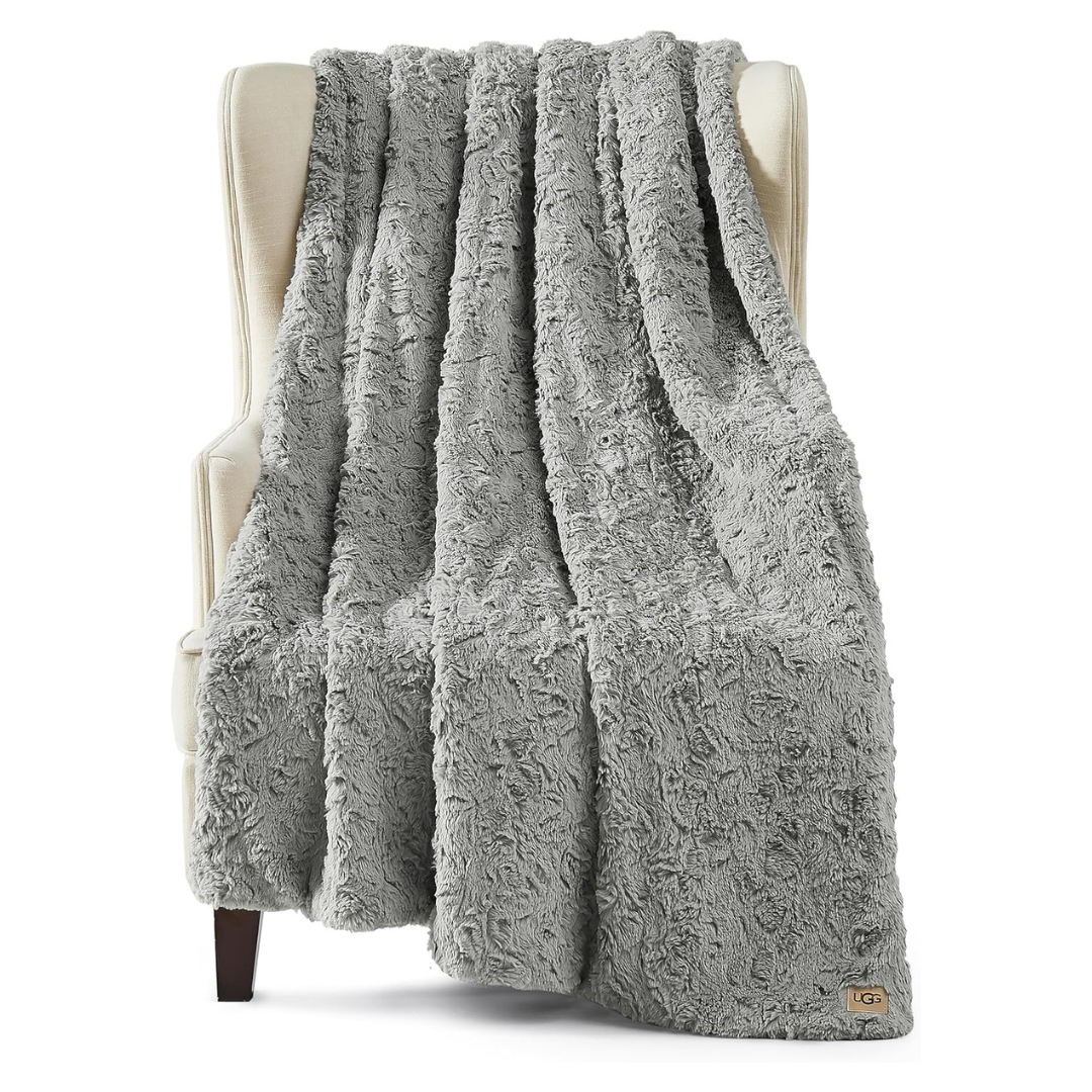 UGG 10485 Adalee Soft Faux Fur Reversible Accent Throw Blankets (70 x 50-Inch)