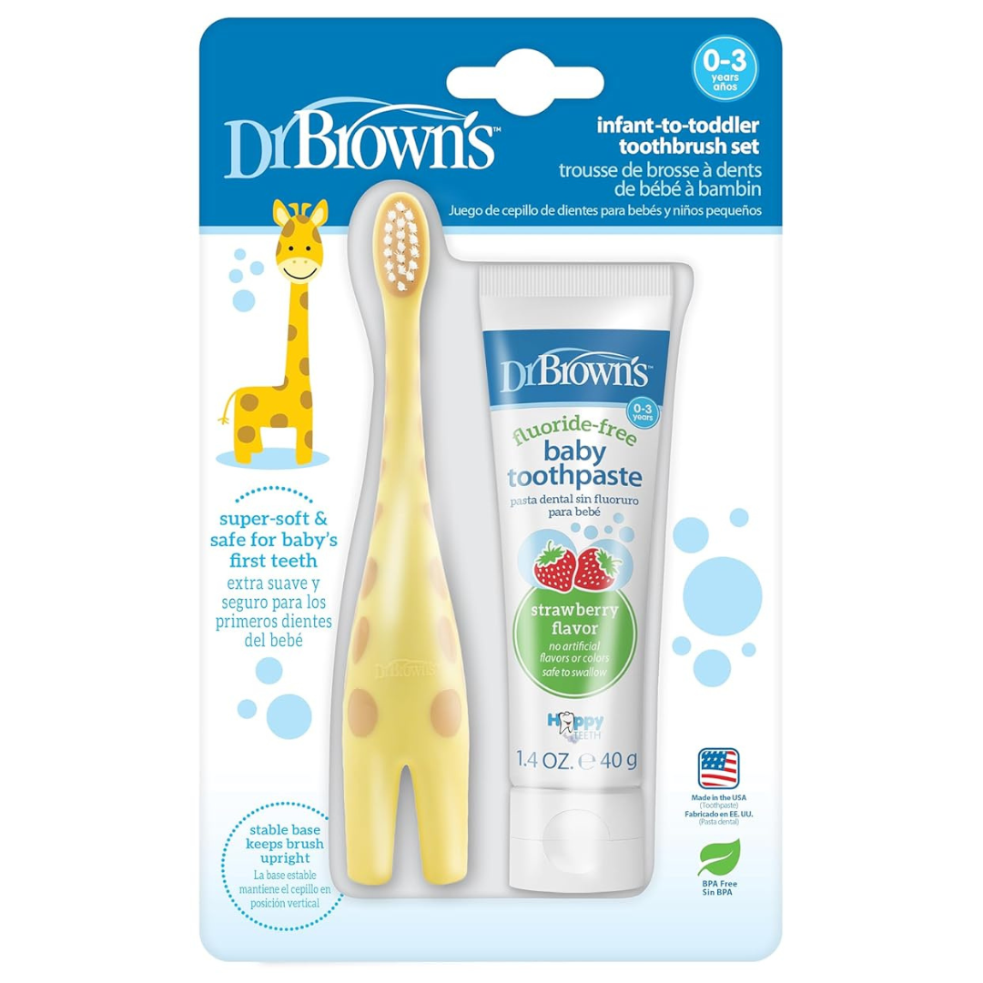 Dr. Brown's Infant-To-Toddler Training Toothbrush Set With Toothpaste