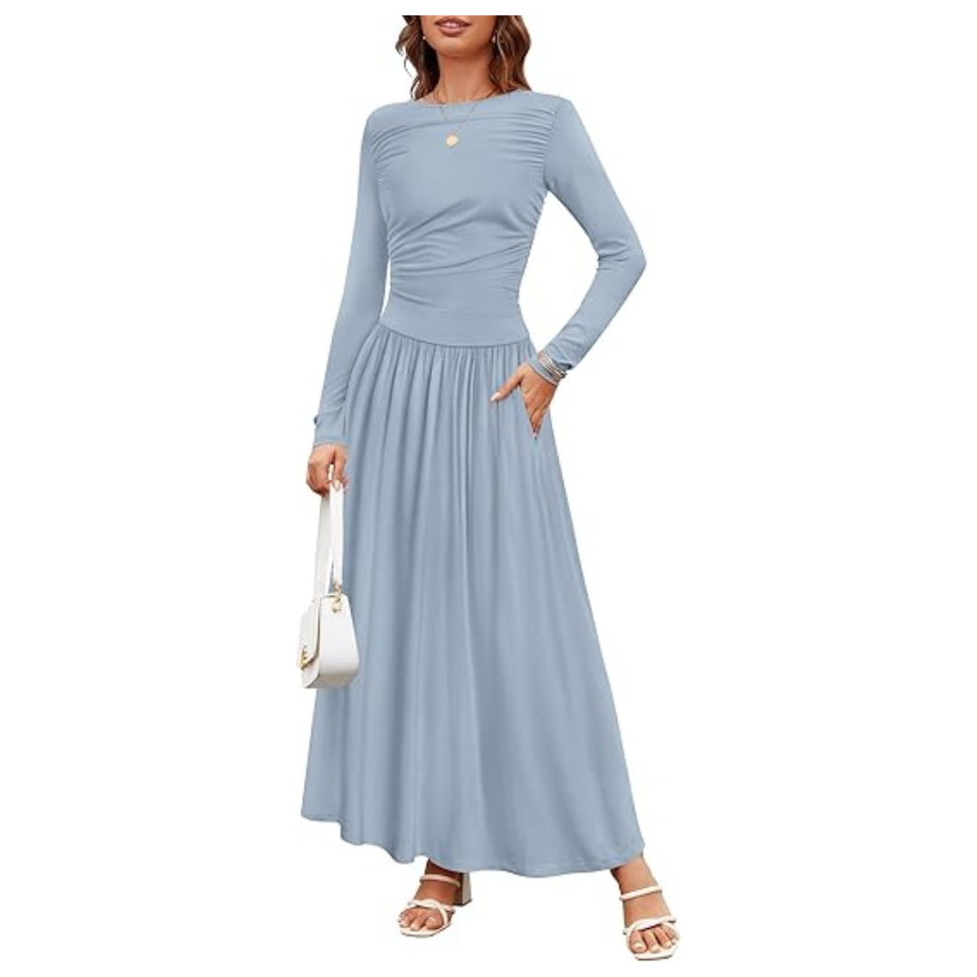 Women's Long Sleeve Maxi Dress With Pockets