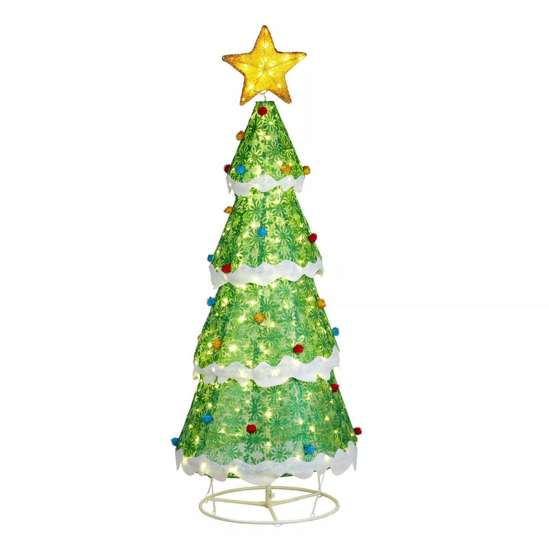 6ft Pre-Lit LED Pull Up Christmas Tree With 200 LED Lights