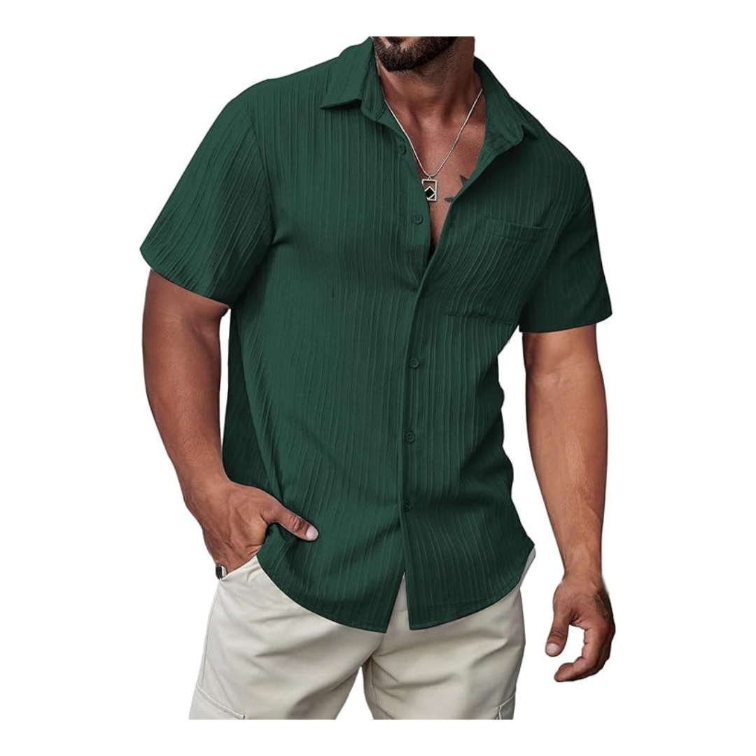 JMIERR Men's Hawaiian Casual Cotton Down Shirt