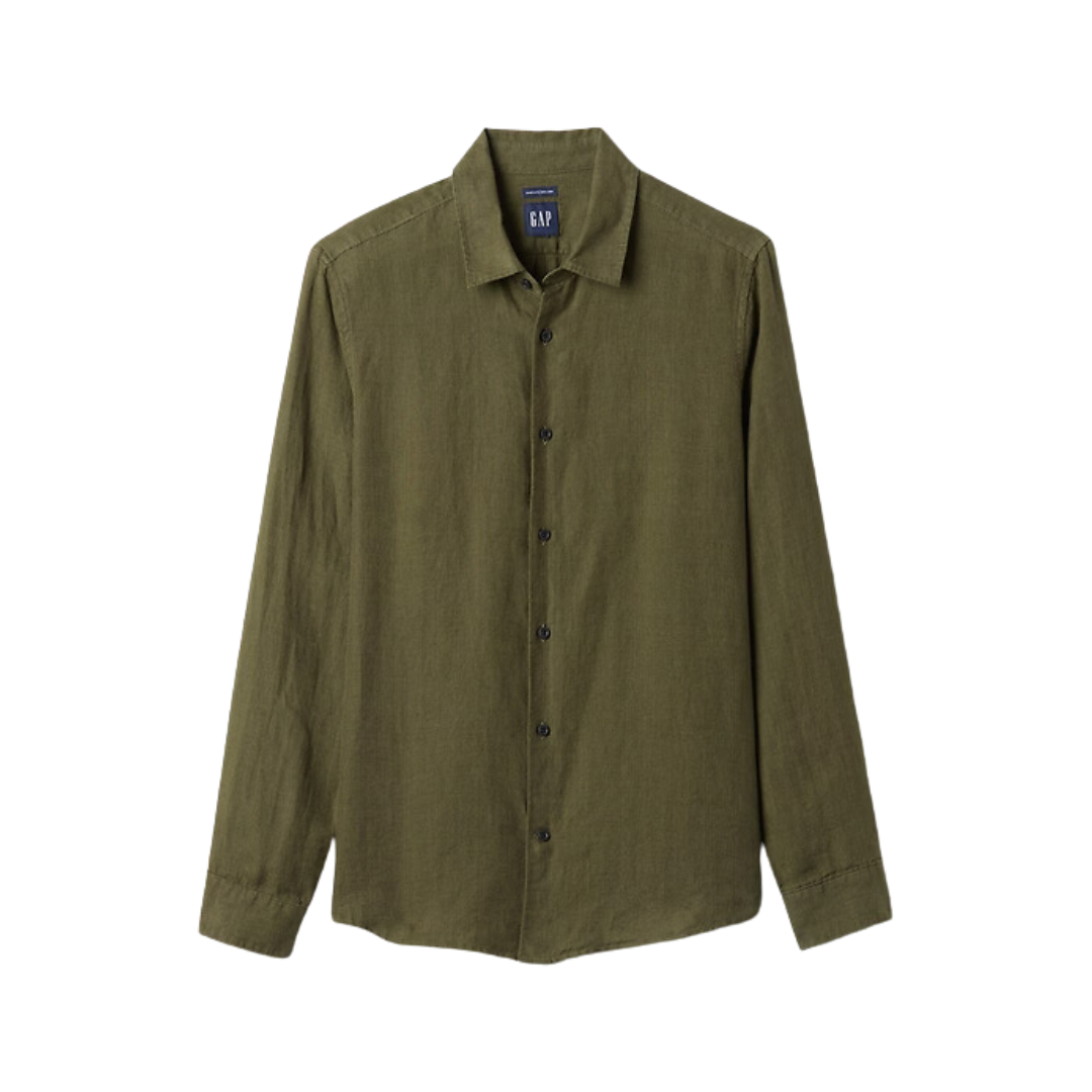 Gap Men's Linen Shirt (Army Jacket Green)