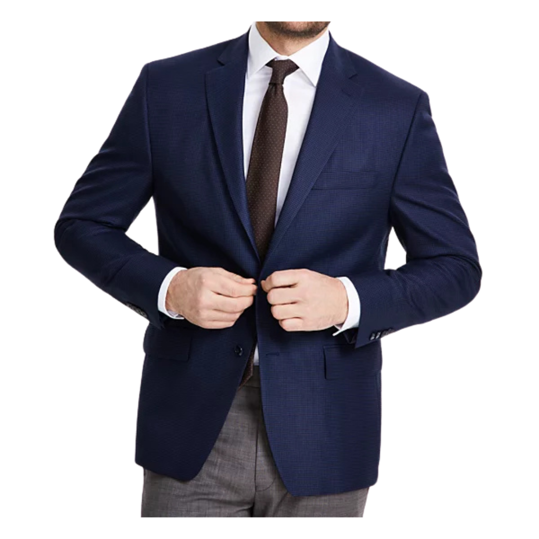 Michael Kors Men's Classic-Fit Houndstooth Sport Coat (Navy)