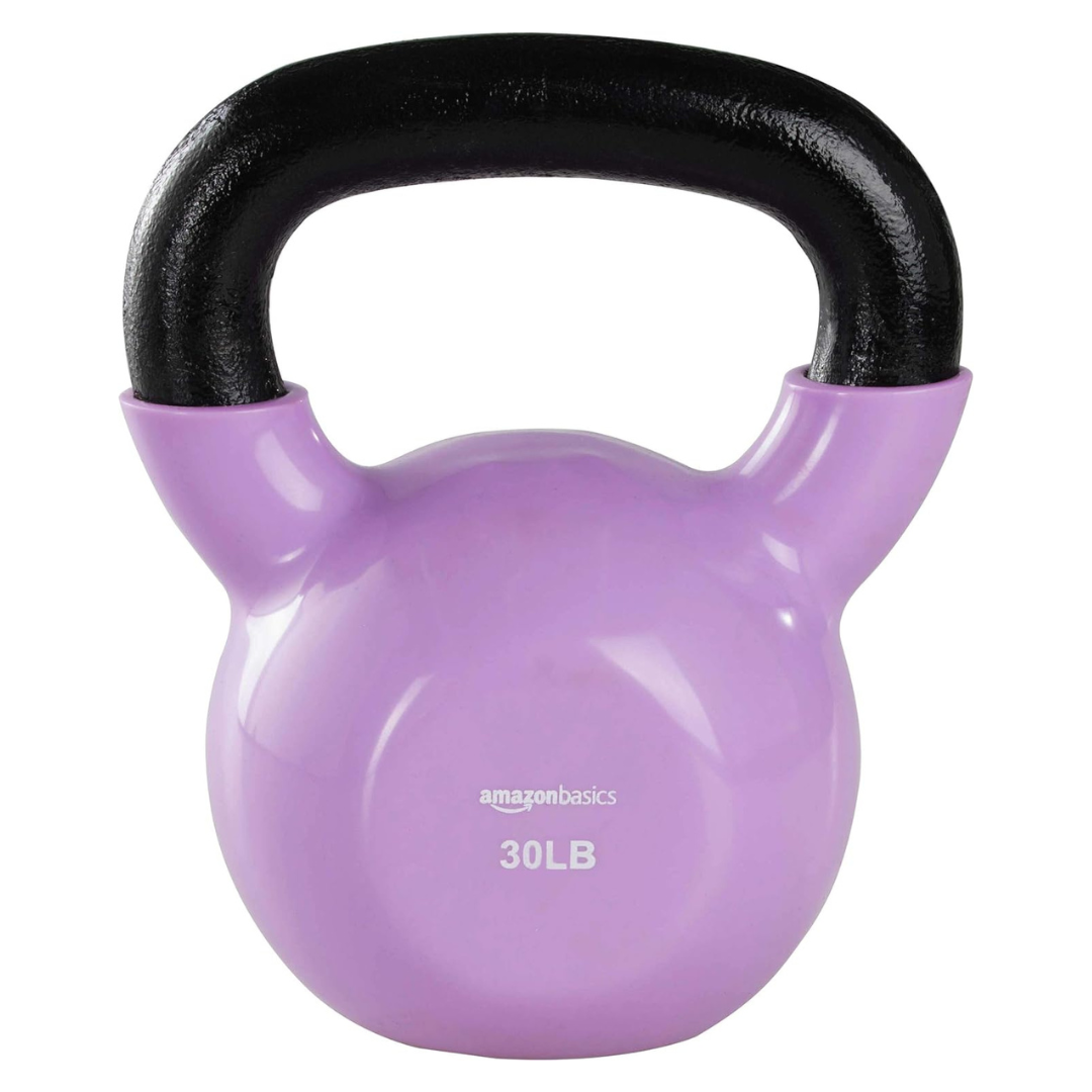 Amazon Basics Vinyl Kettlebell (30 Pounds, Light Purple)