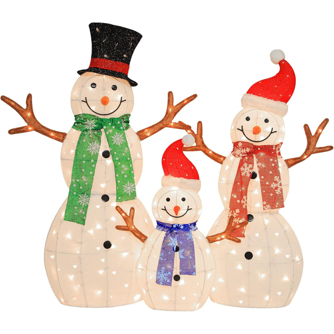 3-Set Hykolity 3.5 FT 3D Lighted Snowman Family