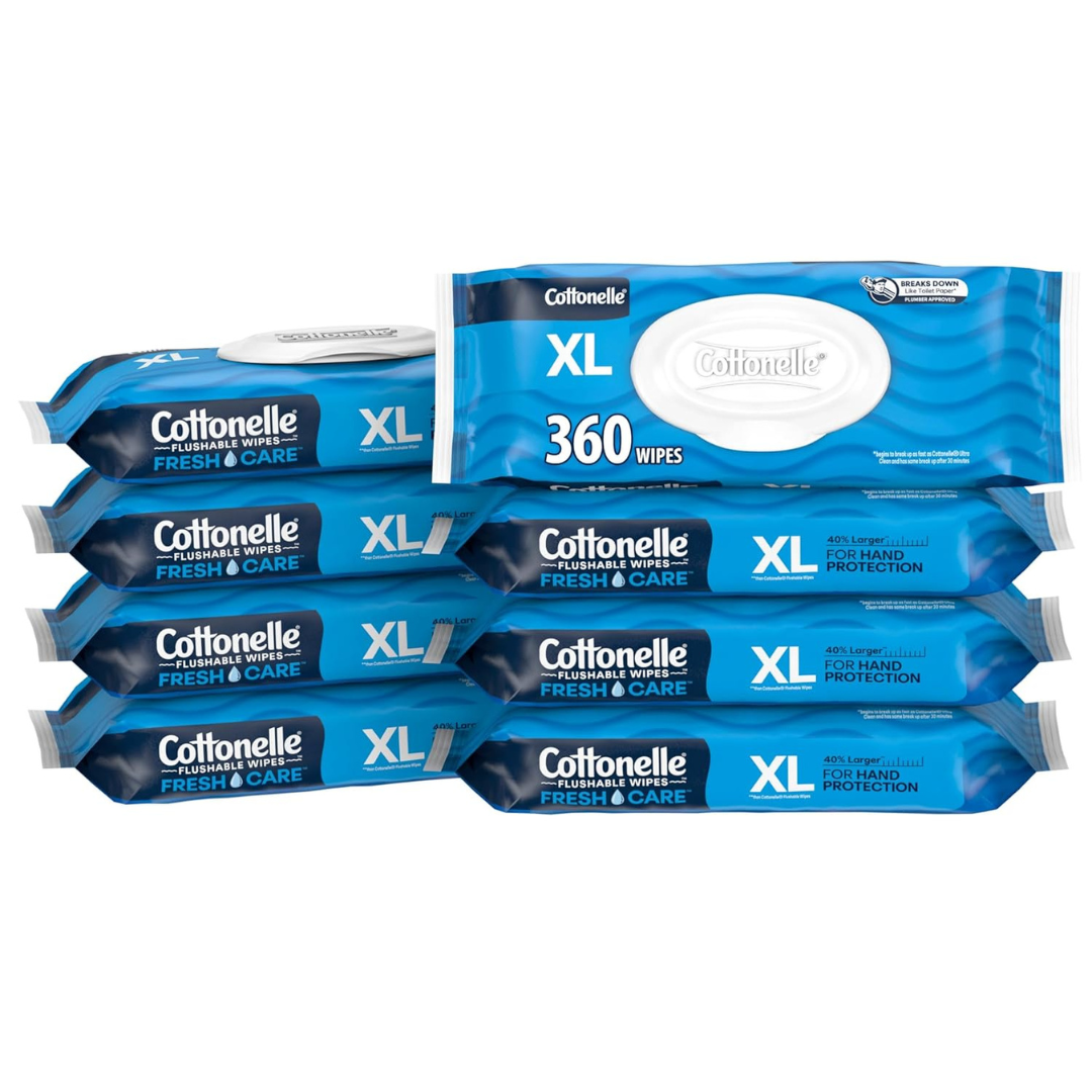 360-Count (8x45-ct) Cottonelle XL Flushable Wet Wipes