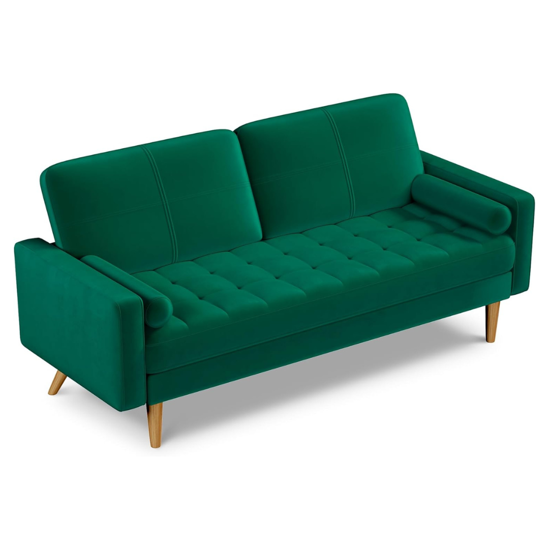 Amicliber 70" Velvet 3 Seater Sofa Couch With Tufted Seat Cushion