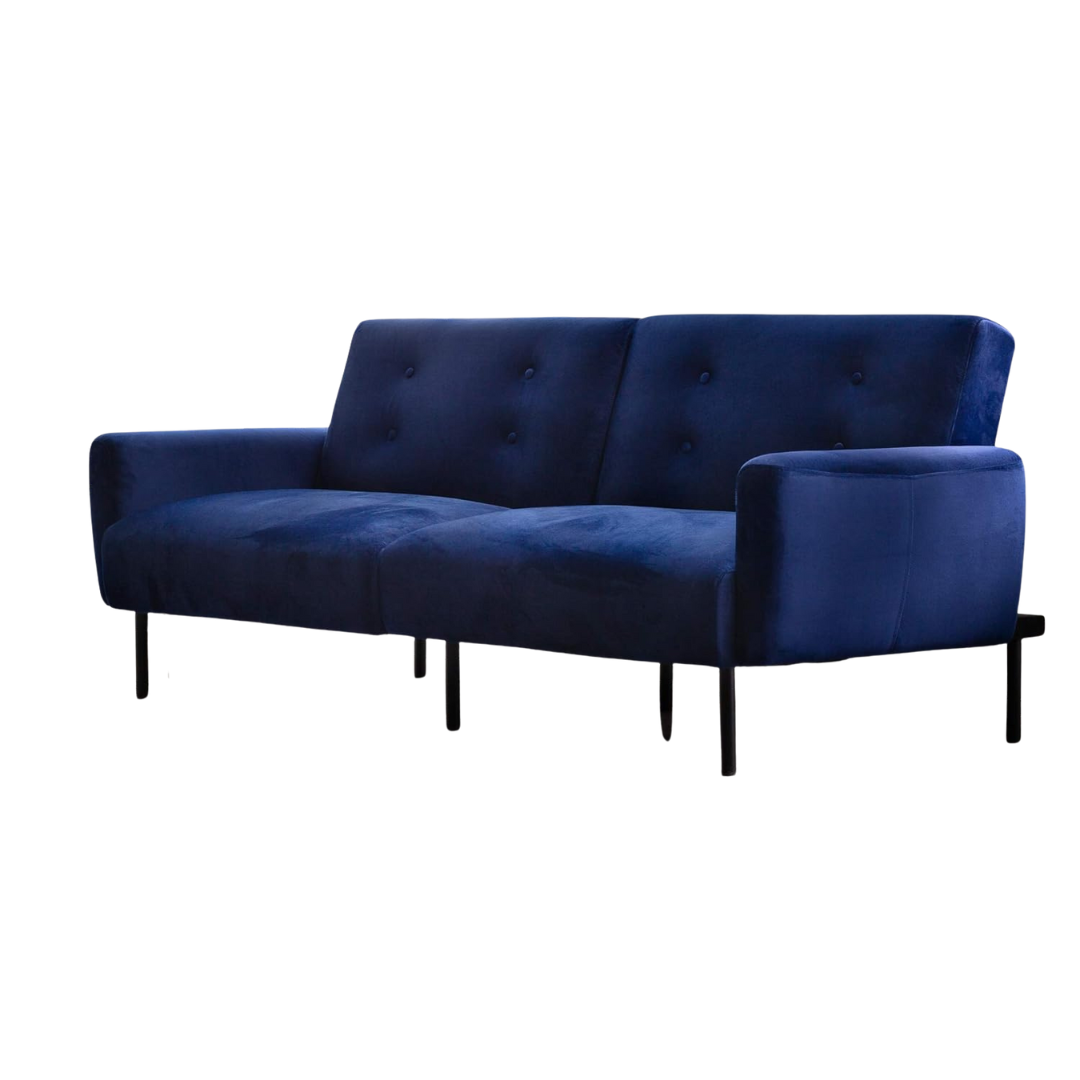 Edenbrook Gilman Navy Blue Velvet Futon Sofa Bed