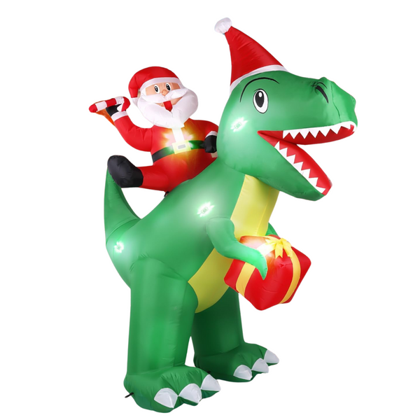 7 feet Christmas Blow Up Dinosaur Santa Claus Inflatables Decorations