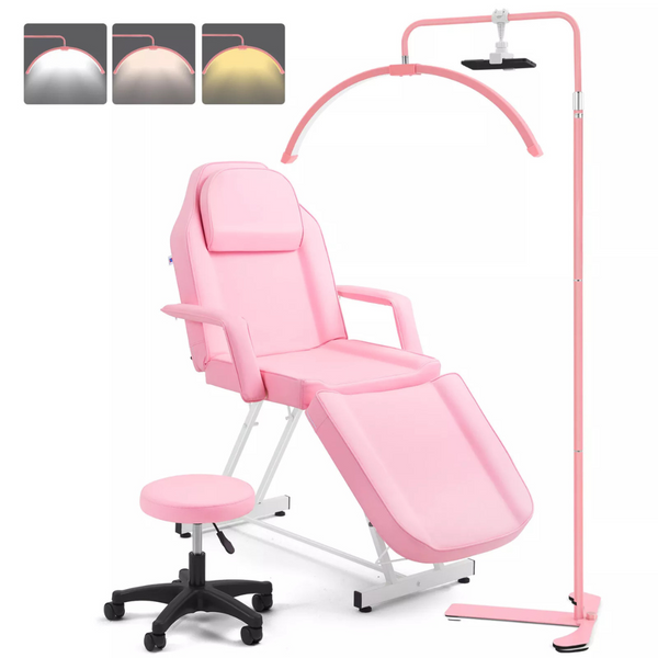 Portable Massage Table with Stool & LED Moon Light Set