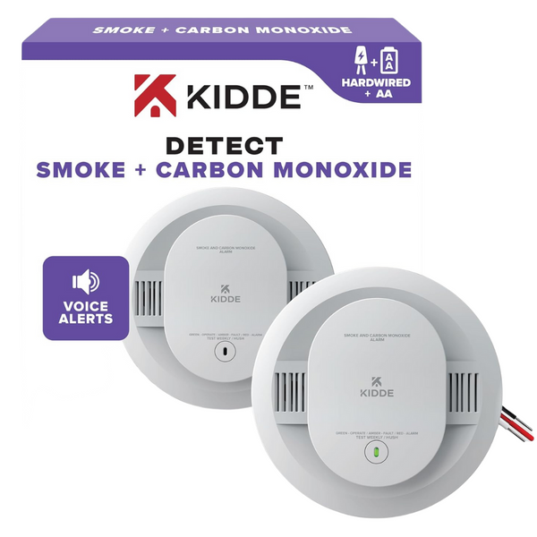 Kidde Hardwired Smoke & Carbon Monoxide Detector, AA Battery Backup, Voice Alerts, Interconnectable