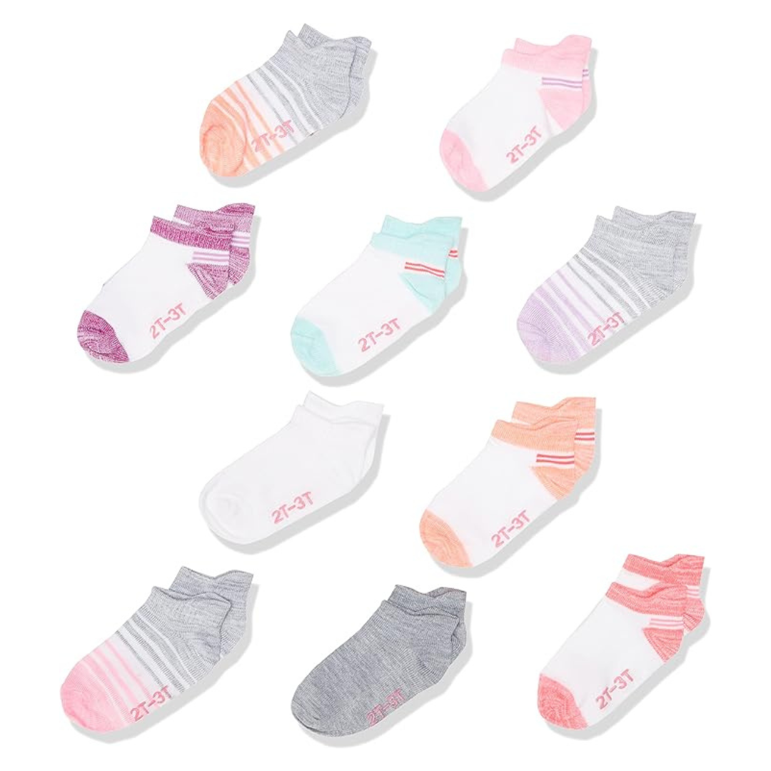 Hanes 10 Pairs Of Baby And Toddler Non-Slip Grip Ankle Socks