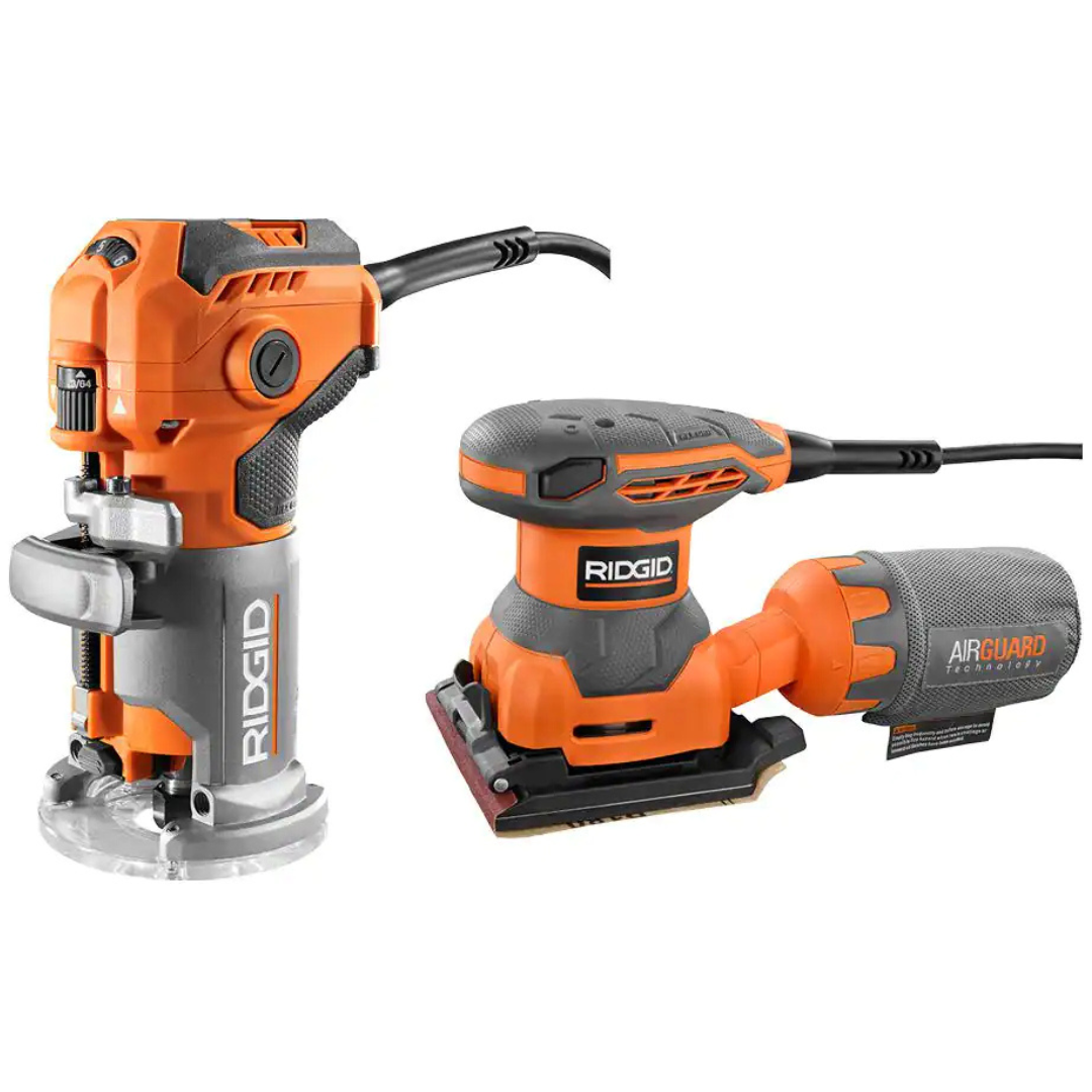 Ridgid 5.5Amp Corded Trim Router With 2.4Amp 1/4 Sheet Sander