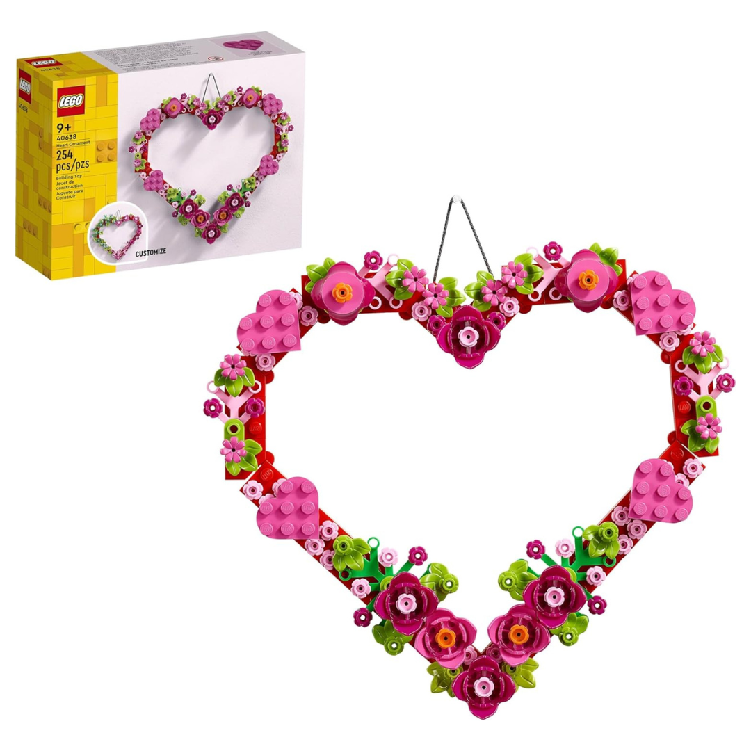 LEGO Heart Shaped Artificial Flowers Ornament Building Toy Kit