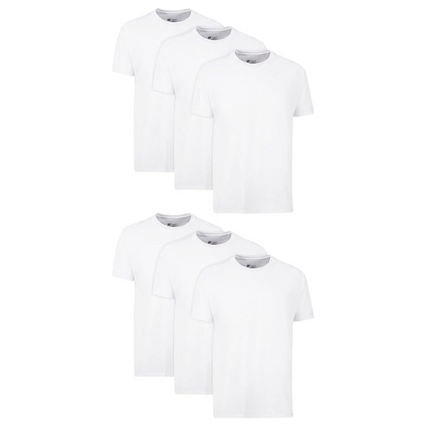 6-Pack Hanes Men's Cotton Moisture-Wicking Crew Tee Undershirts