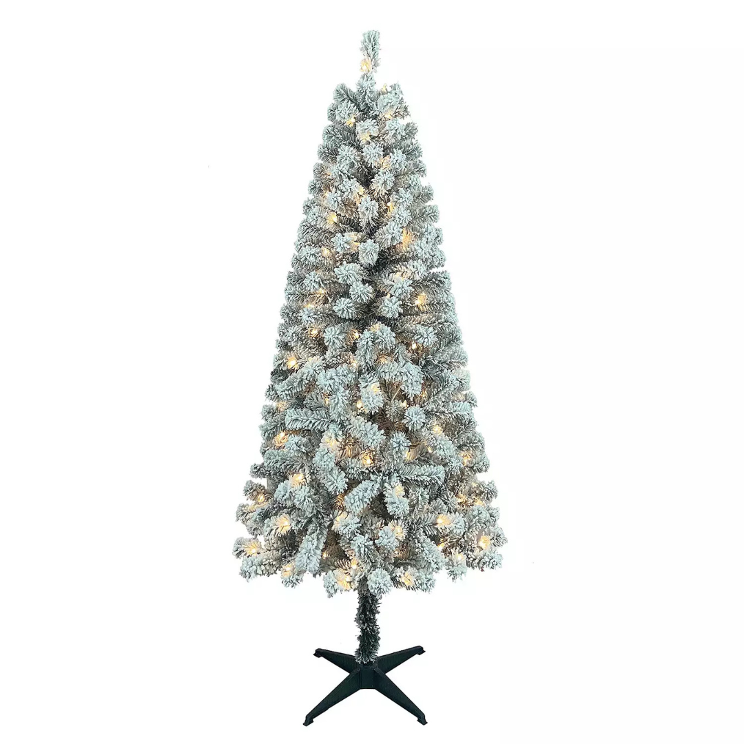 St. Nicholas Square 6-ft. Pre-Lit Flocked Artificial Christmas Tree