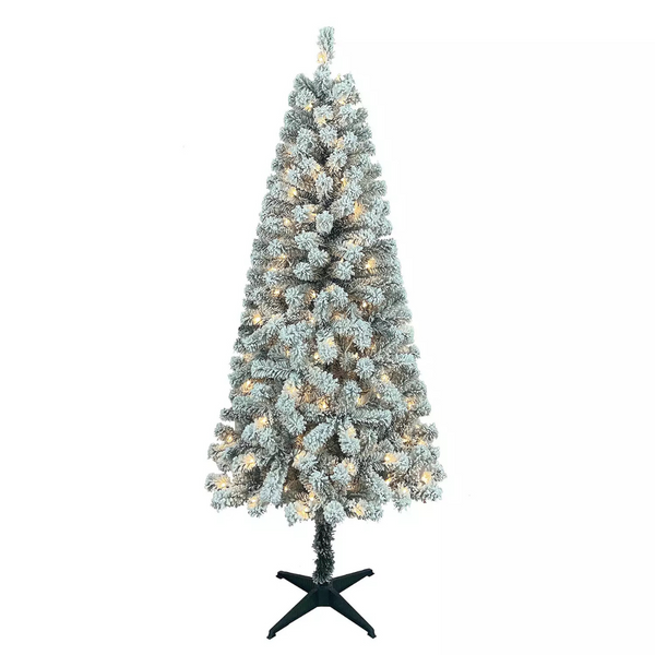 St. Nicholas Square 6-ft. Pre-Lit Flocked Artificial Christmas Tree