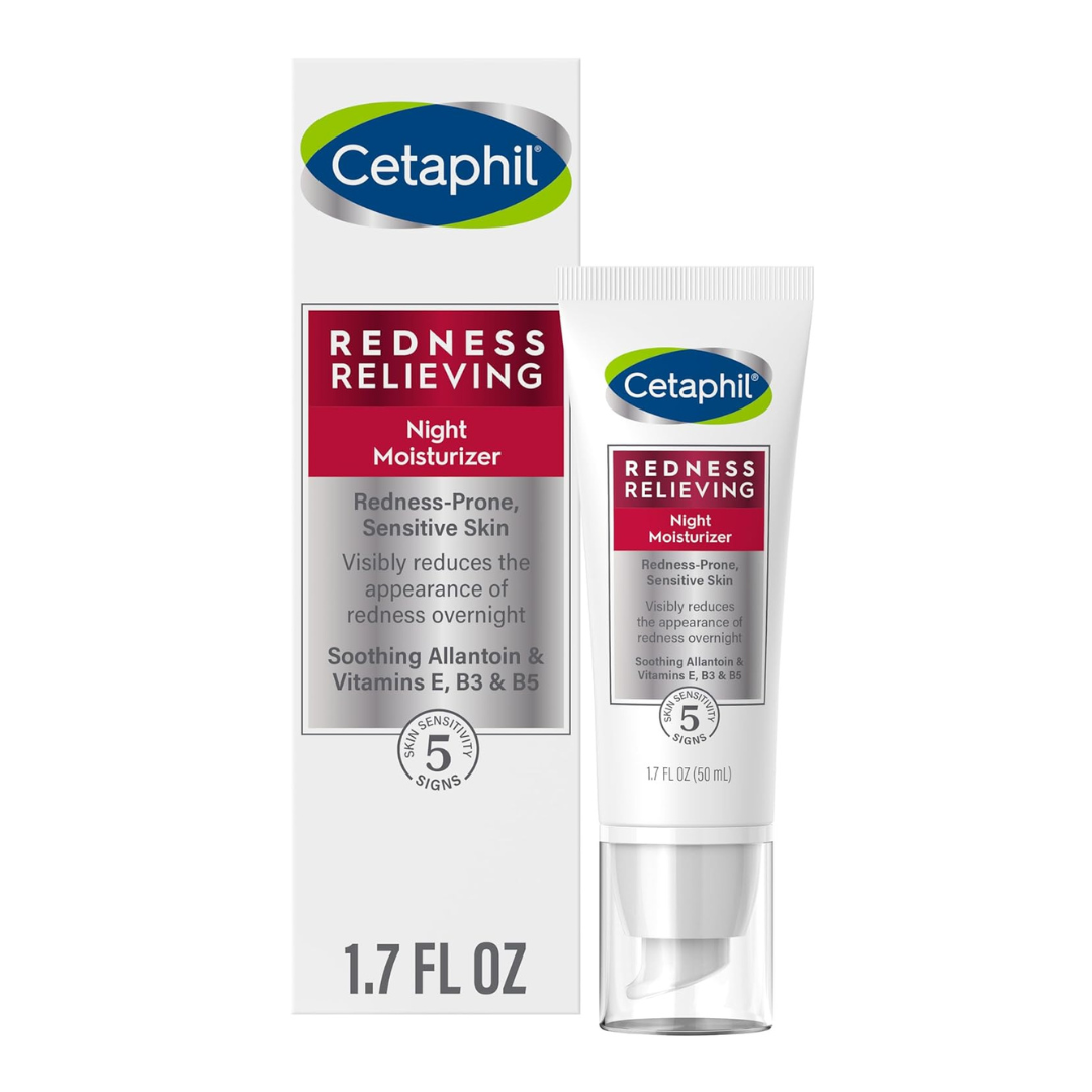 CETAPHIL Redness Relieving Night Face Moisturizer, 1.7 Fl Oz