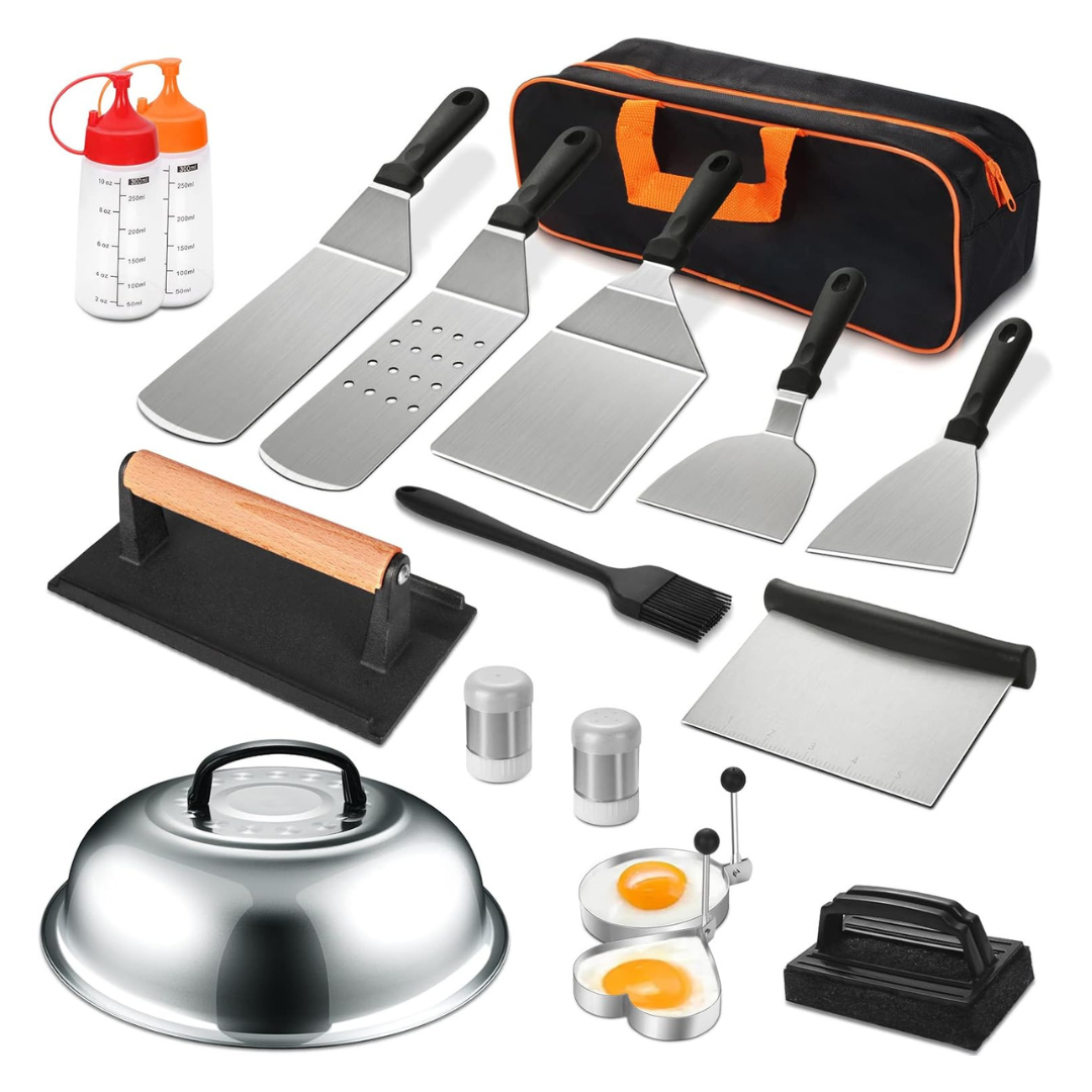 18-Pieces Flat Top Griddle-Grill Accessories Set