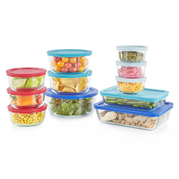 22-Piece Pyrex Glass Food Storage Set (11 Containers + 11 Lids)