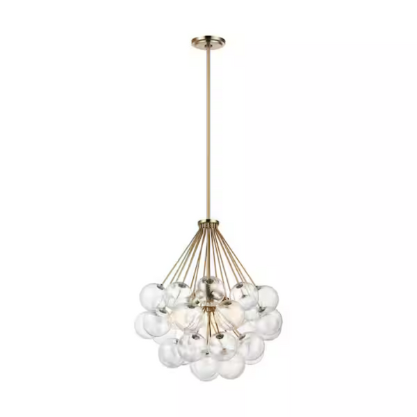 3-Light Mid-Century Modern Satin Brass Dimmable Ceiling Pendant Light