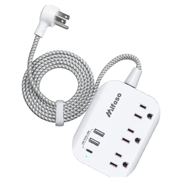 Mifaso 20W 5ft Braided Extension Cord Power Strip