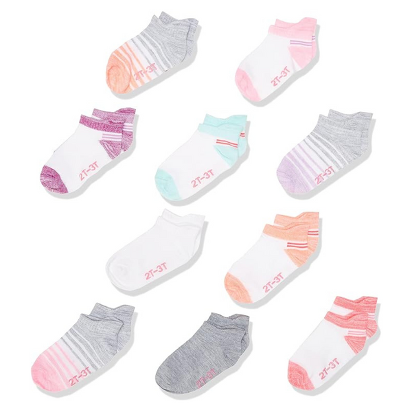 10-Pair Hanes Baby Girls' Heel Shield Athletic Socks