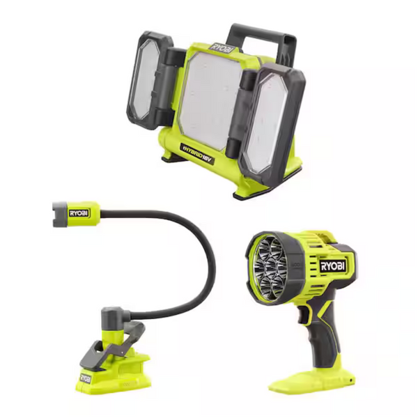 Ryobi ONE+ 18V Hybrid Panel Light, Spotlight + Clamp Light (Tools Only)